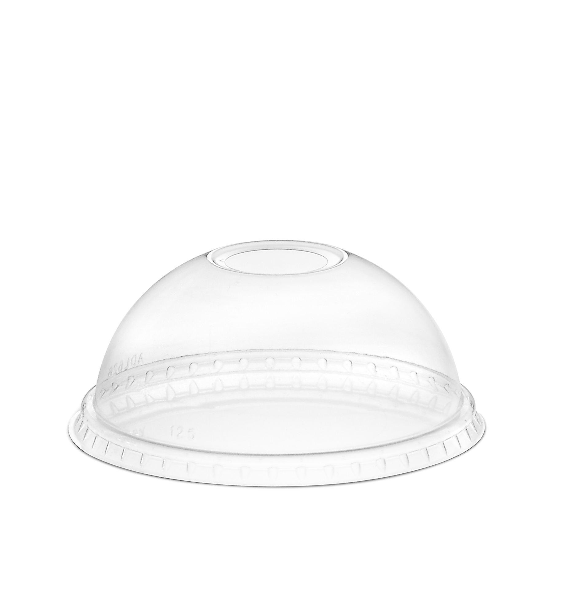 isolated clear drinking cup dome lid with straw hole