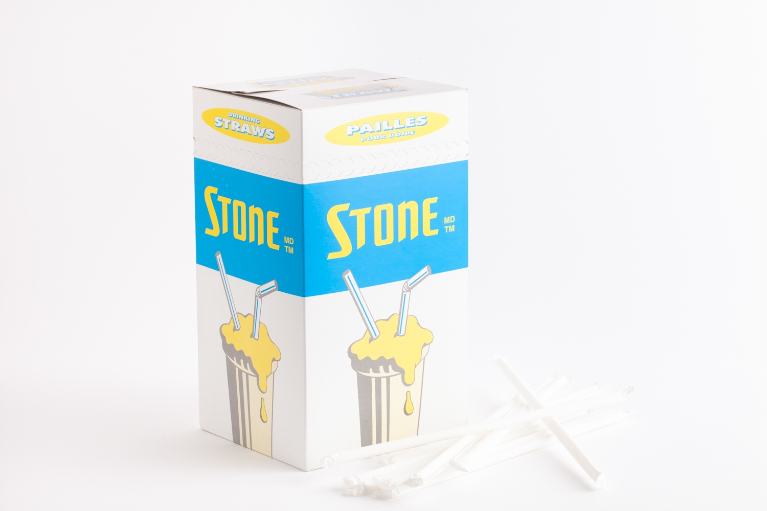 isolated product shot - stone straws box blue