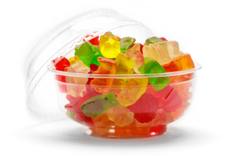 clear dessert cup filled with candies