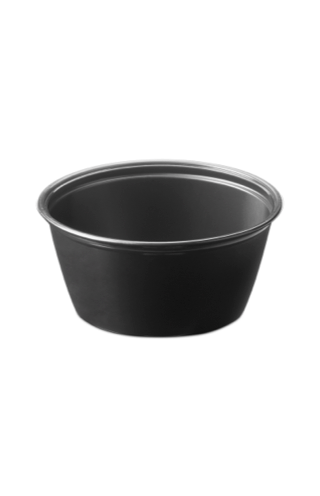 black food portion cup, ketchup cup