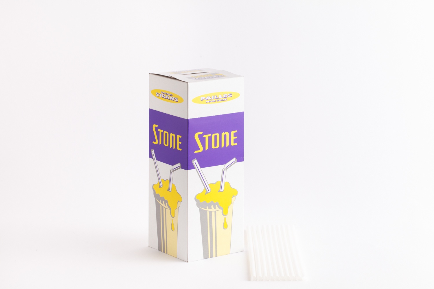 isolated product shot - stone straws box purple