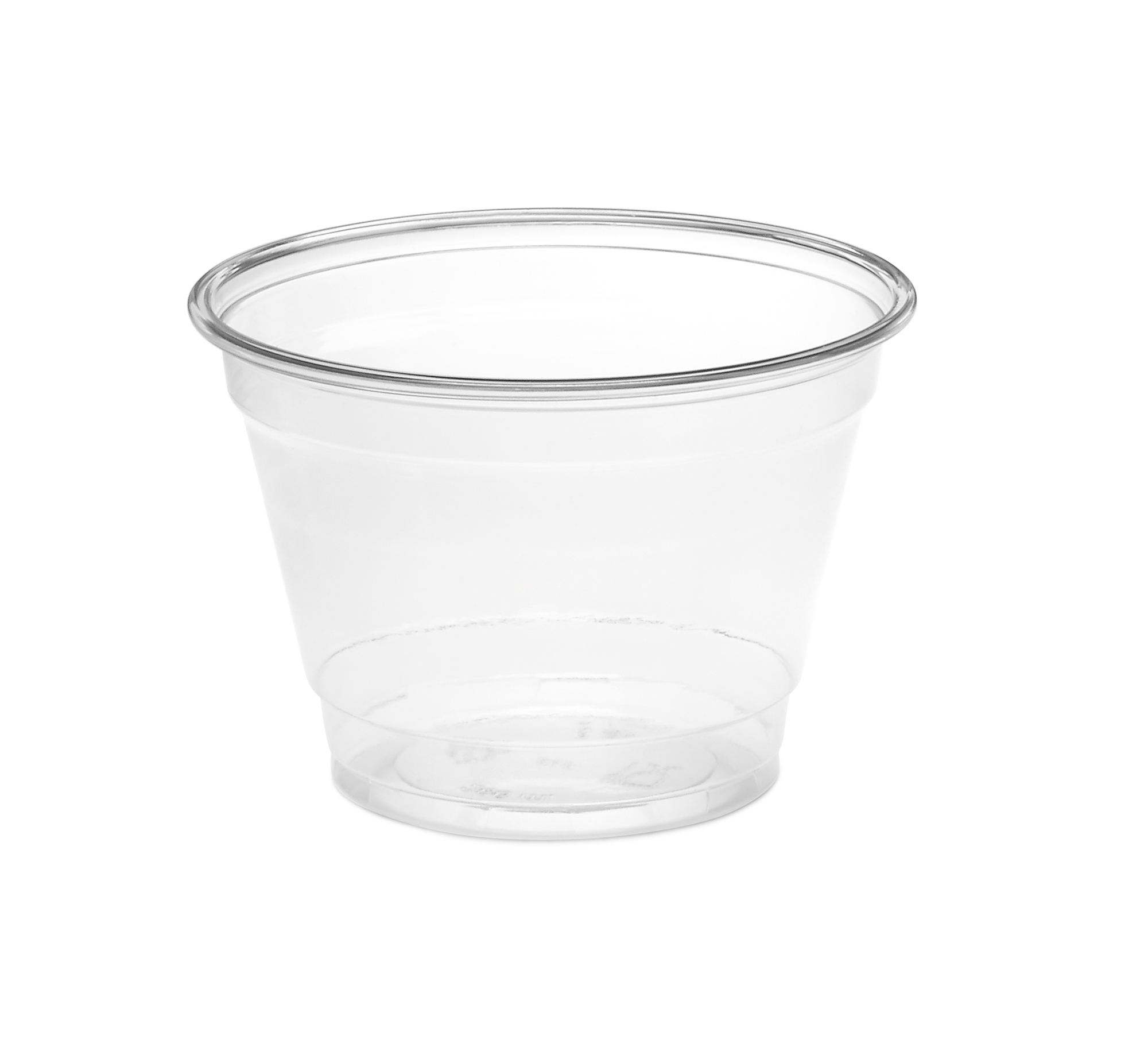 clear empty yogurt or fruit cup with no lid